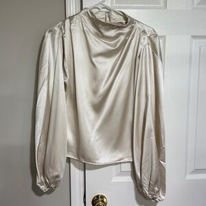 Elegant Cream Satin Look Blouse